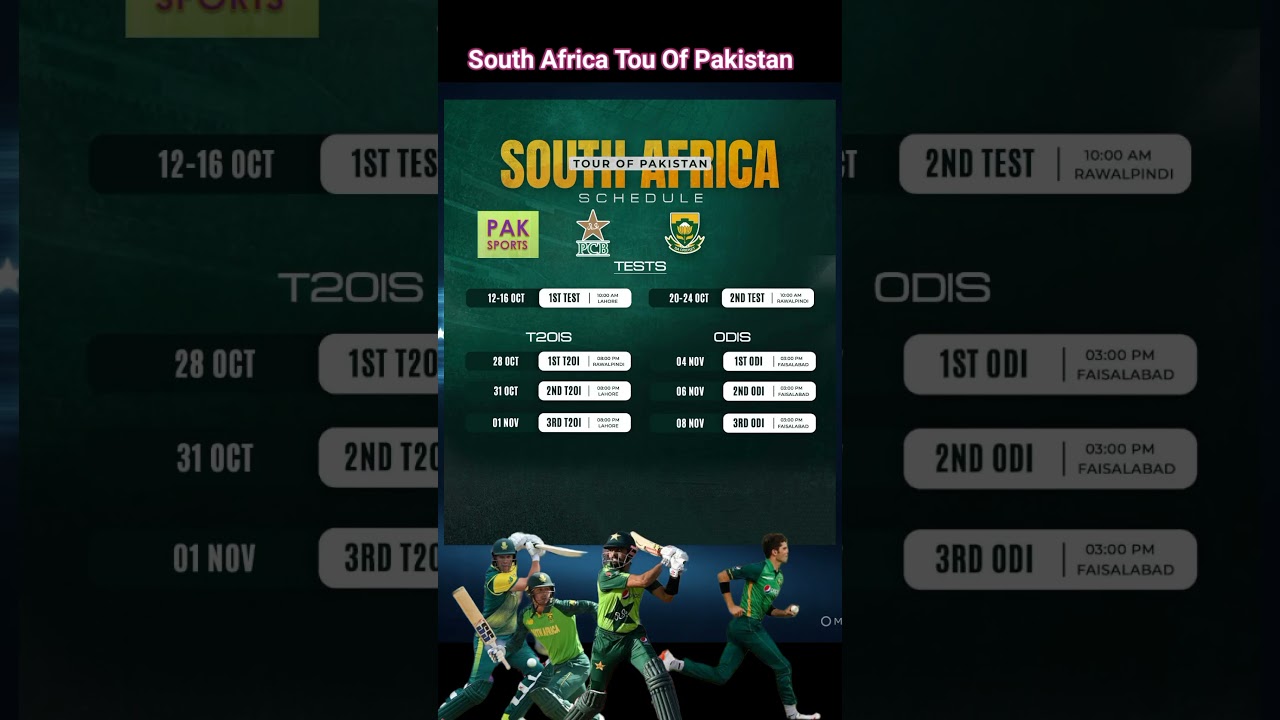 South Africa Tour Pakistan Schedule 2025 | 📢 Pakistan vs South Africa Schedule Announced! 🇵🇰🆚🇿🇦