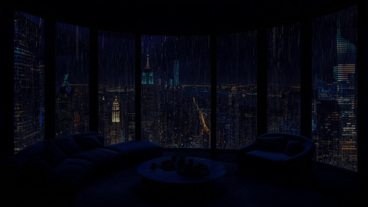 SLEEP IN 5 MINUTES (No Ads)💤Rainy Night in New York City | Dark Bedroom Window Rain Sounds for Sleep