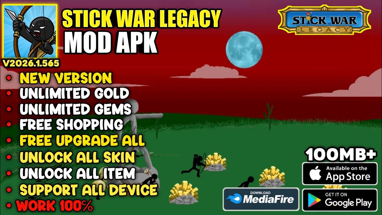 STICK WAR LEGACY MOD APK V2026.1.565 TERBARU 2026!! UNLIMITED GEMS & UNLOCK ALL SKIN