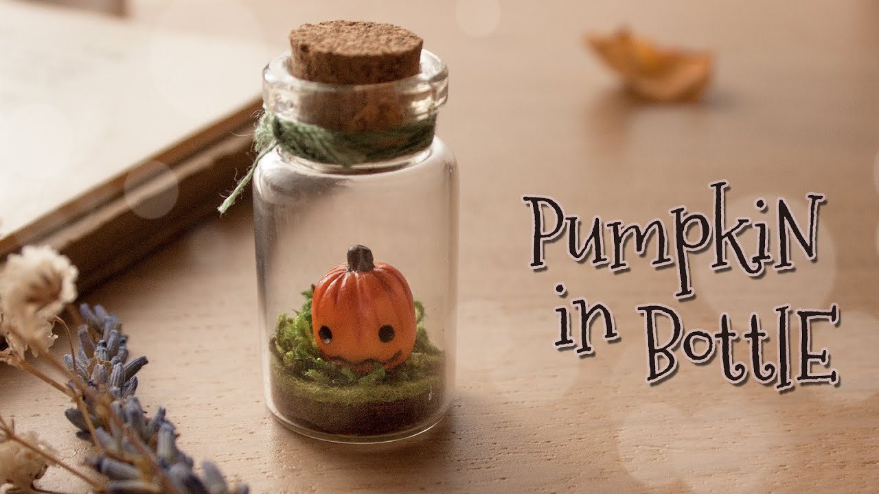 DIY Miniature Tiny Pumpkin in a Bottle (polymer clay)