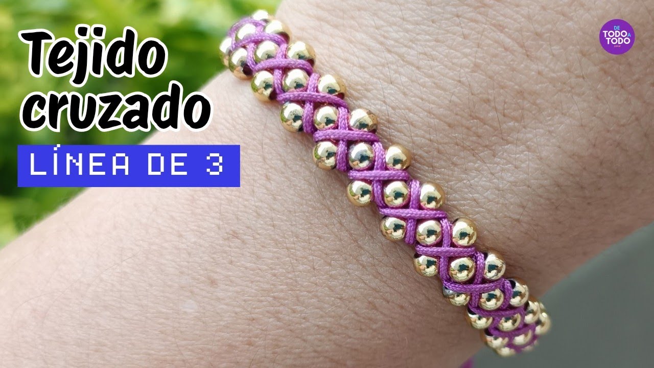 👉 Cómo hacer una Pulsera de hilo CRUZADA con BALINES, CUENTAS o PIEDRAS. #macrame #zigzag