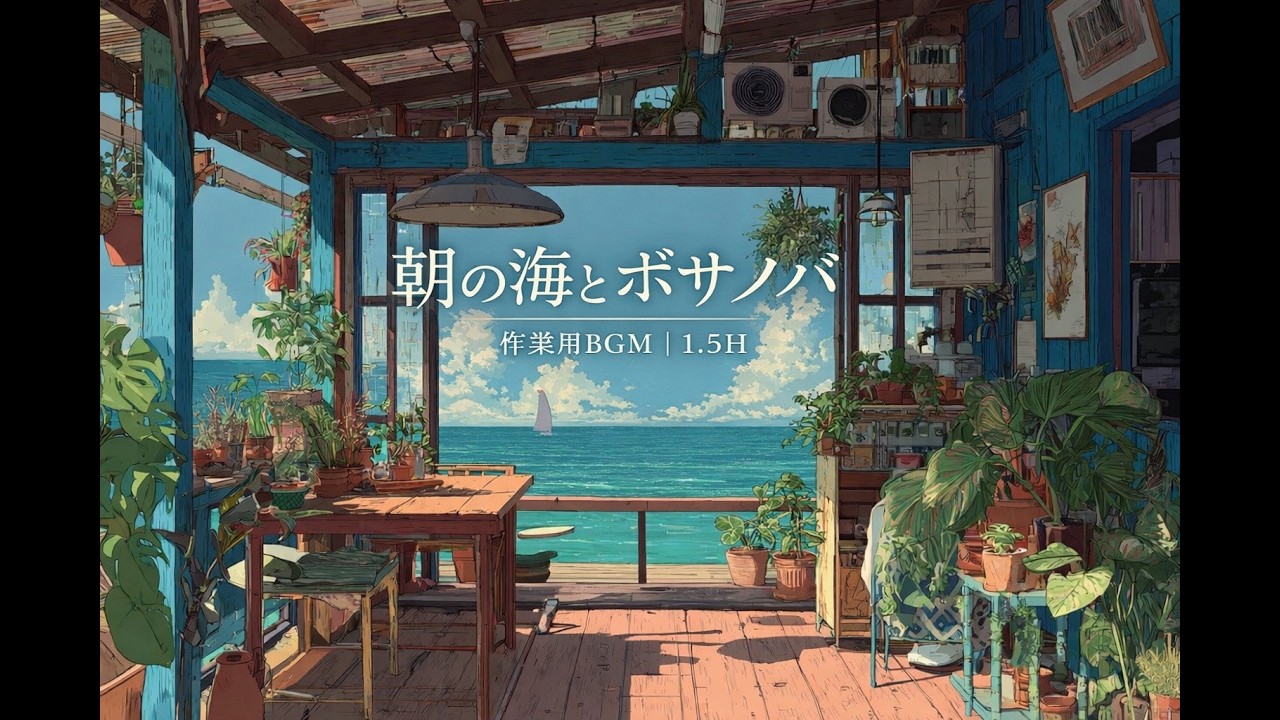 朝の海とボサノバ｜波音と作業用BGM｜Seaside Cafe Bossa Nova | Relaxing Morning Music (1.5H)