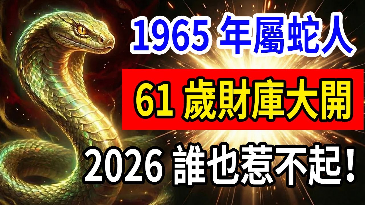 1965年木蛇命，2026年花甲之年「財星」入庫！運勢強勢翻身，讓昔日看輕你的人再也高攀不起！
