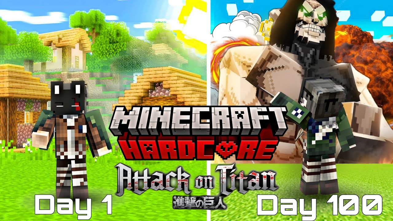 I Survived 100 Days IN Attack ON Titan Minecraft Hardcore!