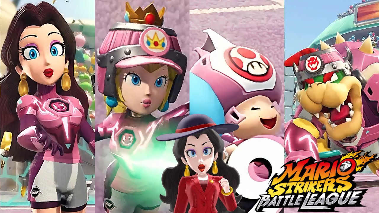 Mario Strikers Battle League Pauline Toad Peach and Bowser at Planetoid CPU Hard