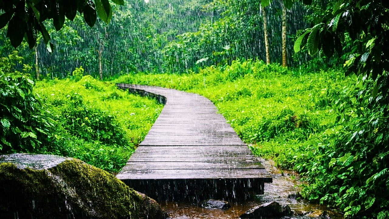 Som de Chuva Suave na Mata durante o Dia para Relaxar | Barulho de Chuva para Dormir Melhor
