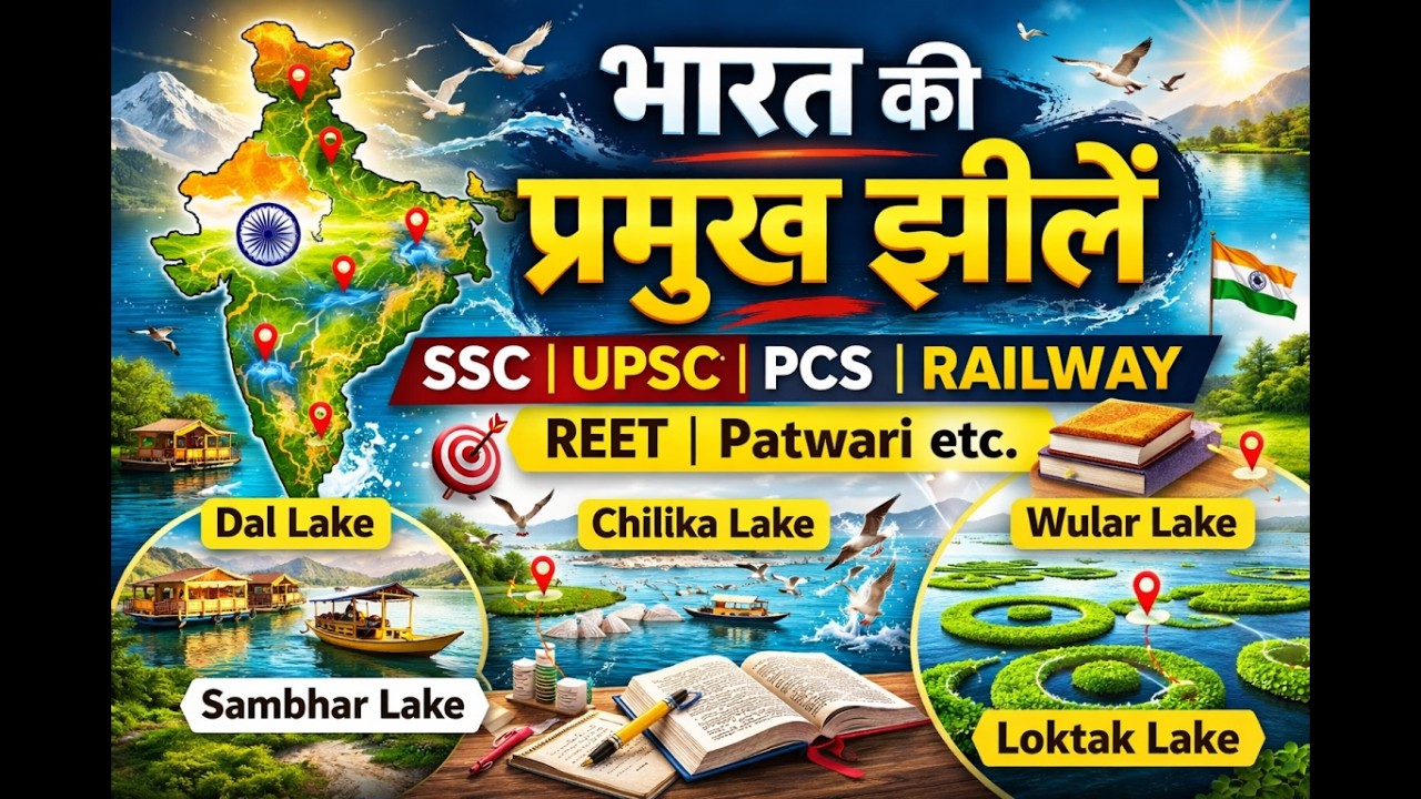 भारत की प्रमुख झीलें | SSC, UPSC, PCS, Railway के लिए महत्वपूर्ण तथ्य | Complete GK