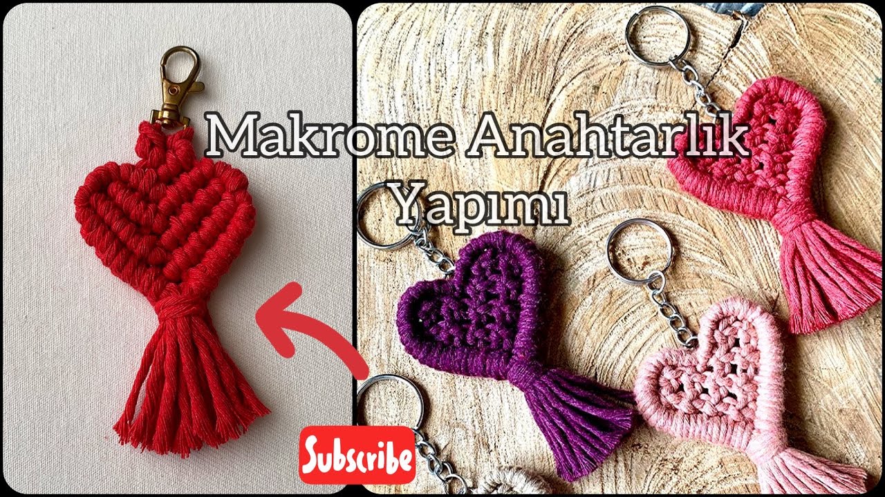 MAKROME KALP ANAHTARLIK YAPIMI | Macrame Heart Keychain Tutorial #14Şubat #SevgililerGünü