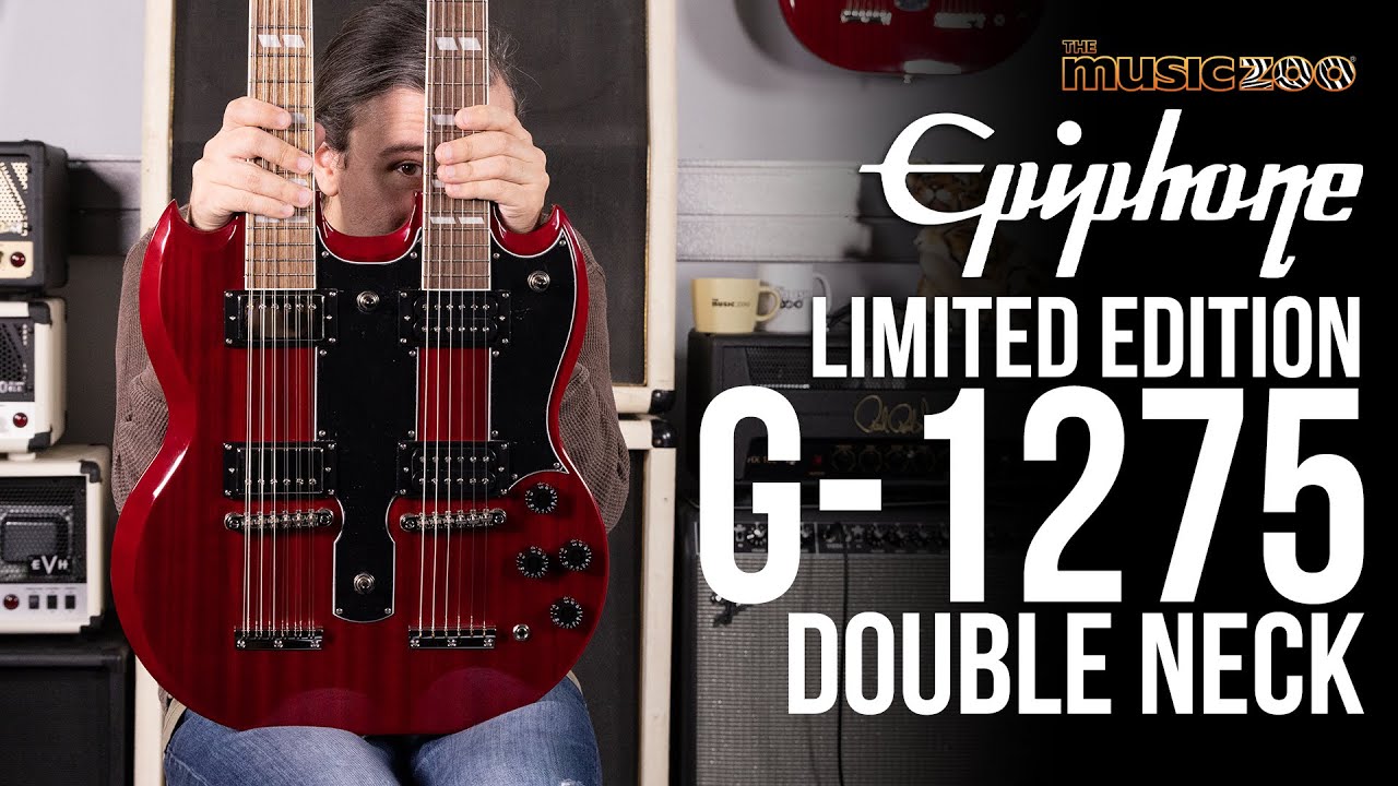 The Epiphone Limited Edition G-1275 Double Neck Guitar! Available Now at The Music Zoo!