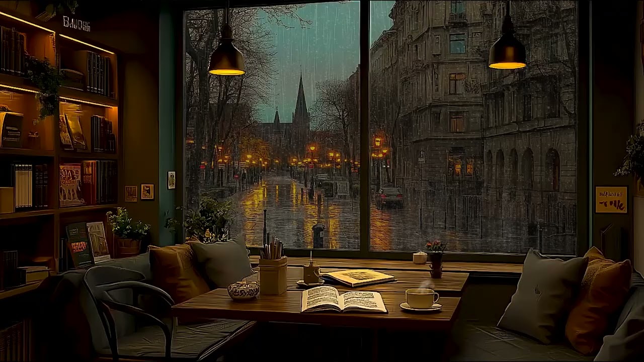 Warm Piano in a Rainy European Cafe - Relaxing Instrumental Music for Work and Study Calm Now! 🎹☕