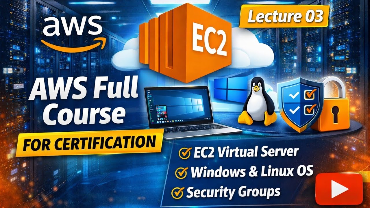 Lec-03 | AWS Full Course | EC2 Virtual Server | Windows & Linux OS | Security Groups | AWS Tutorial