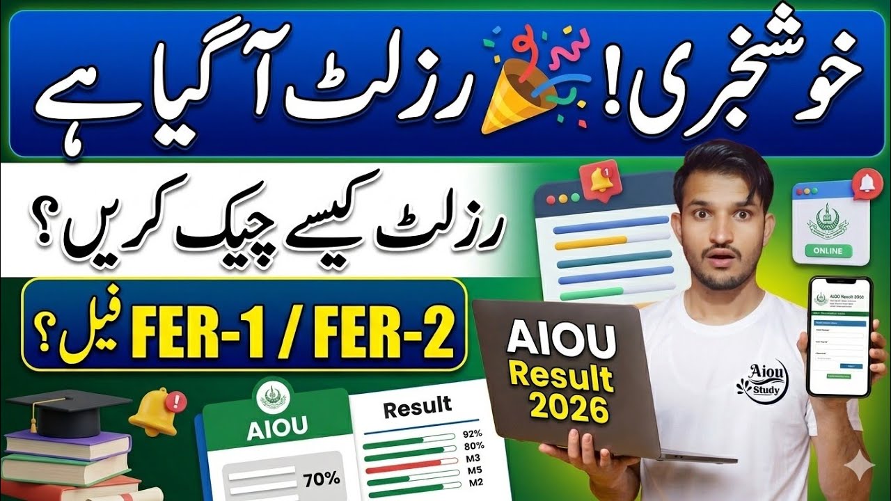 AIOU Result Announced 2026 | How to Check Result | FER-1 & FER-2 Fail Students Guide