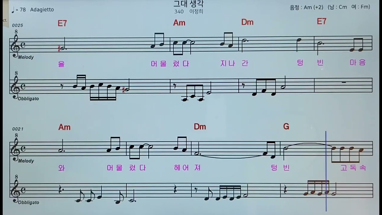 그대생각#이정희#악보#반주#Am#김오종 #조이킴 #조이킴과팬플룻프렌즈 #조이엔터테이먼트 #panflute #창원팬플룻 #팬플룻악보#팬플룻#엘프반주기