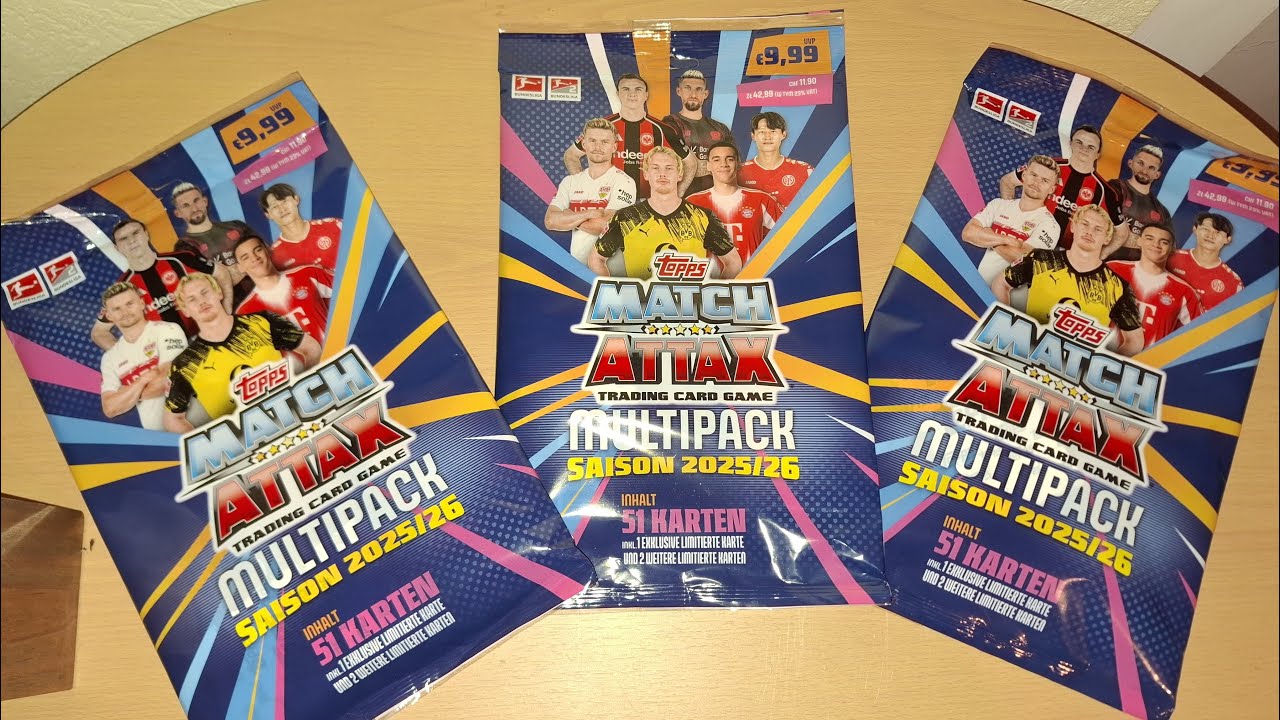 3 MULTIPACKS; BUNDESLIGA MATCH ATTAX 25/26; 2 SPEKTRUMKARTEN GEZOGEN!