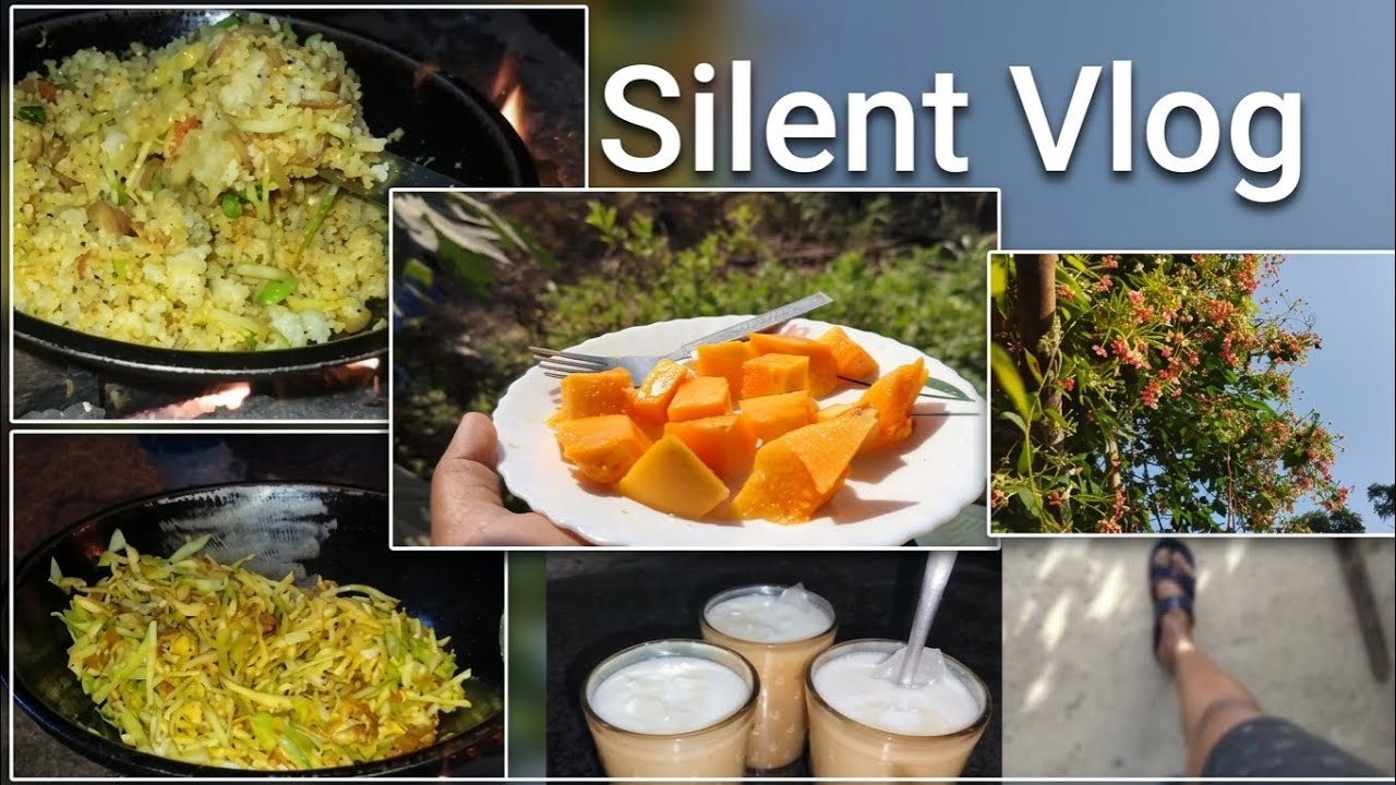 Simple Village Day 🌿 Nature Sounds, Papaya, Lassi & Fried Rice Cooking |Calm Countryside Life