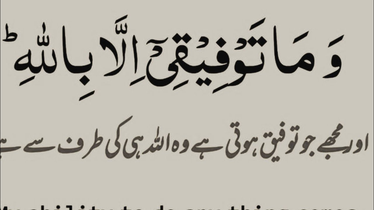 مجھے جو توفیق ہوتی ہے وہ اللہ ہی کی طرف سے ہے