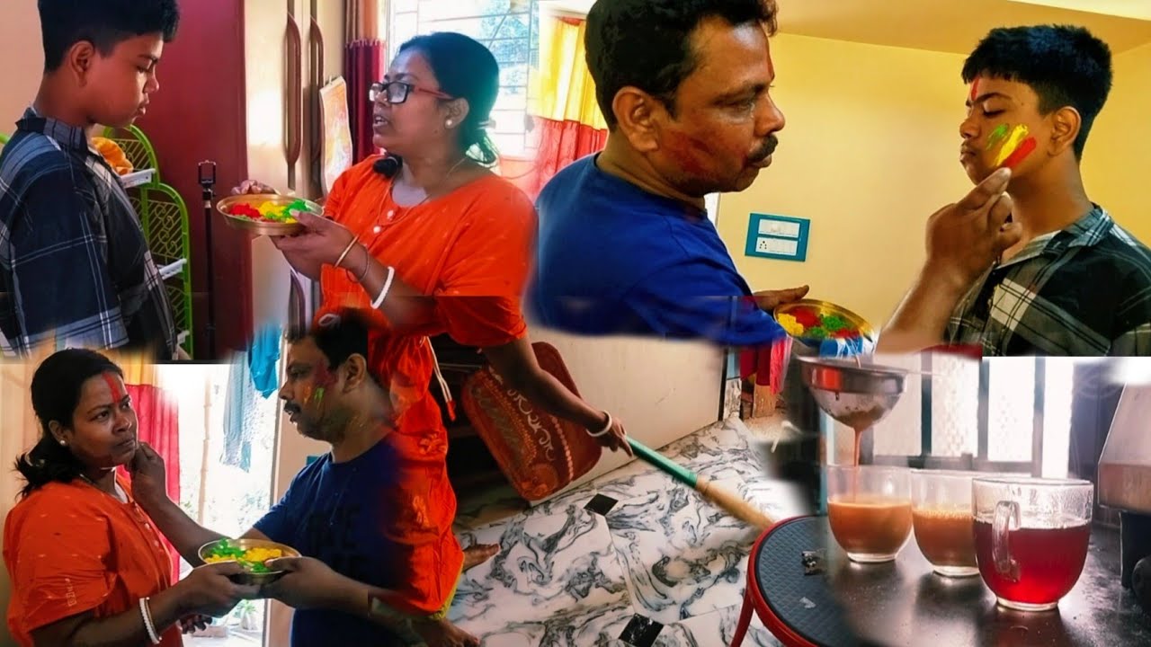 দেরিকরে ঘুমথেকে উঠেও সংসারের বাসিকাজ রান্না পুজো সবটাসেরে পরিবারের সবাইমিলে রঙখেলে গঙ্গায় গেলাম |