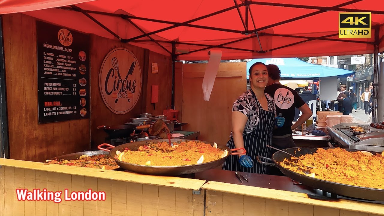🇬🇧 Walking London - Victoria & it's Street Food Market Strutton Ground [4K]