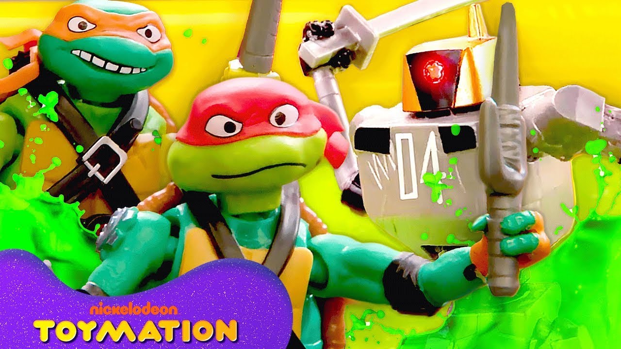 Ninja Turtles Fight Robots in SLIME POOL, Sand Box and MORE! ⚔️ | TMNT Toys | Toymation