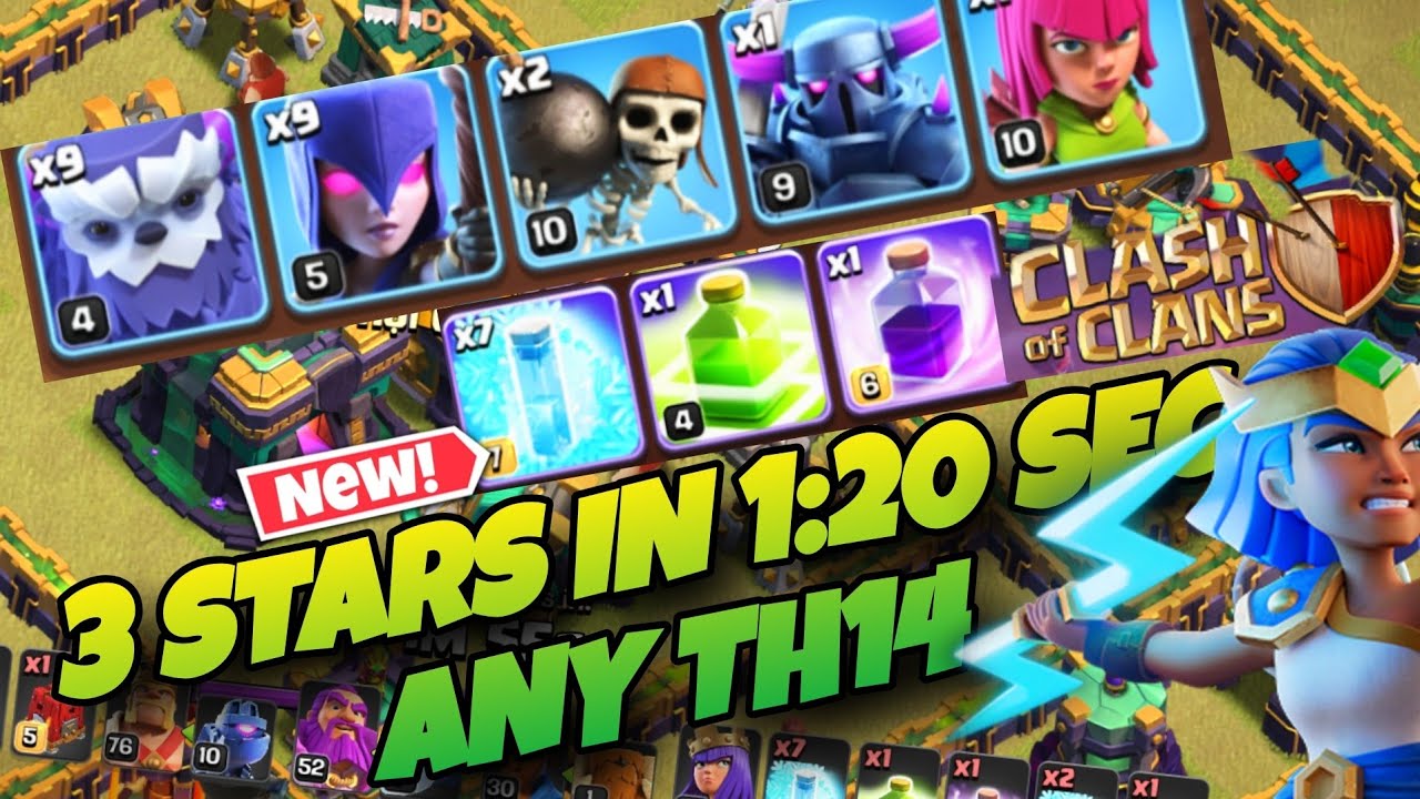 BEST ATTACKS FOR TH14 Yeti Witch Attack With  Jump Spell TH14 Attack Strategy Clash of Clans