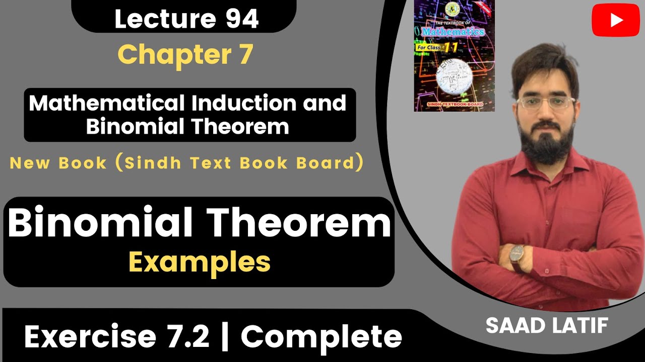 First Year Math New Book | Lecture 94 | Exercise 7.2 | Binomial Theorem | Saad Latif