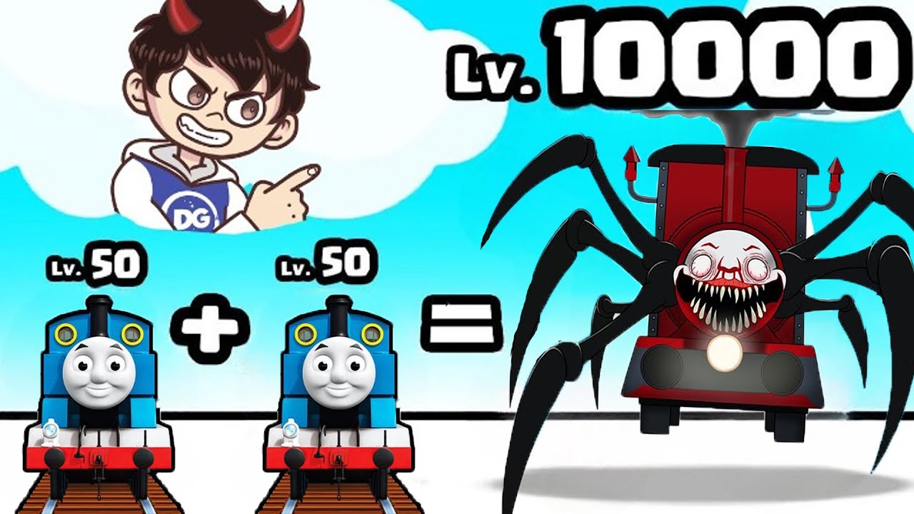 NOOB vs PRO vs HACKER en FUSIÓN de CHOO-CHOO CHARLES !! - Merge Spider Train