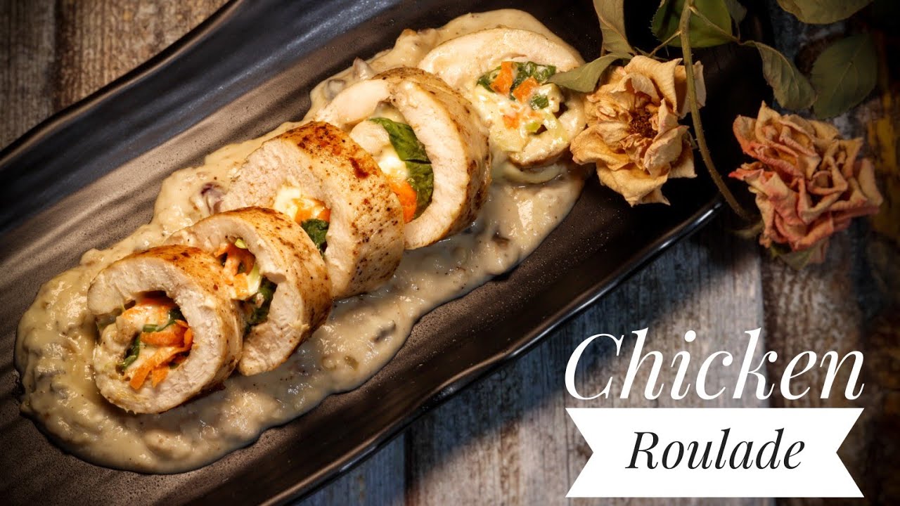 Chicken roulade with mushroom sauce | Stuffed chicken | Easy chicken recipe