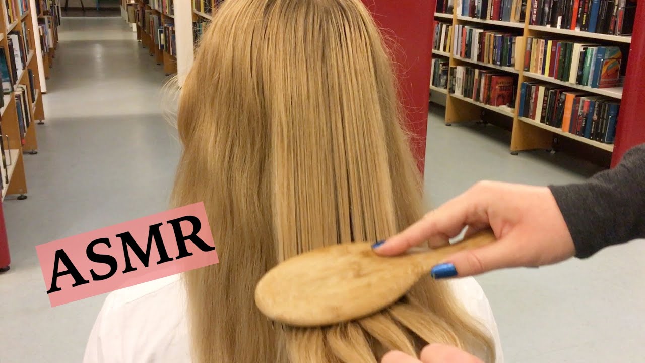 ASMR Hairplay in Library! (Relaxing Hair Brushing, Braiding & Spraying Sounds, No Talking)