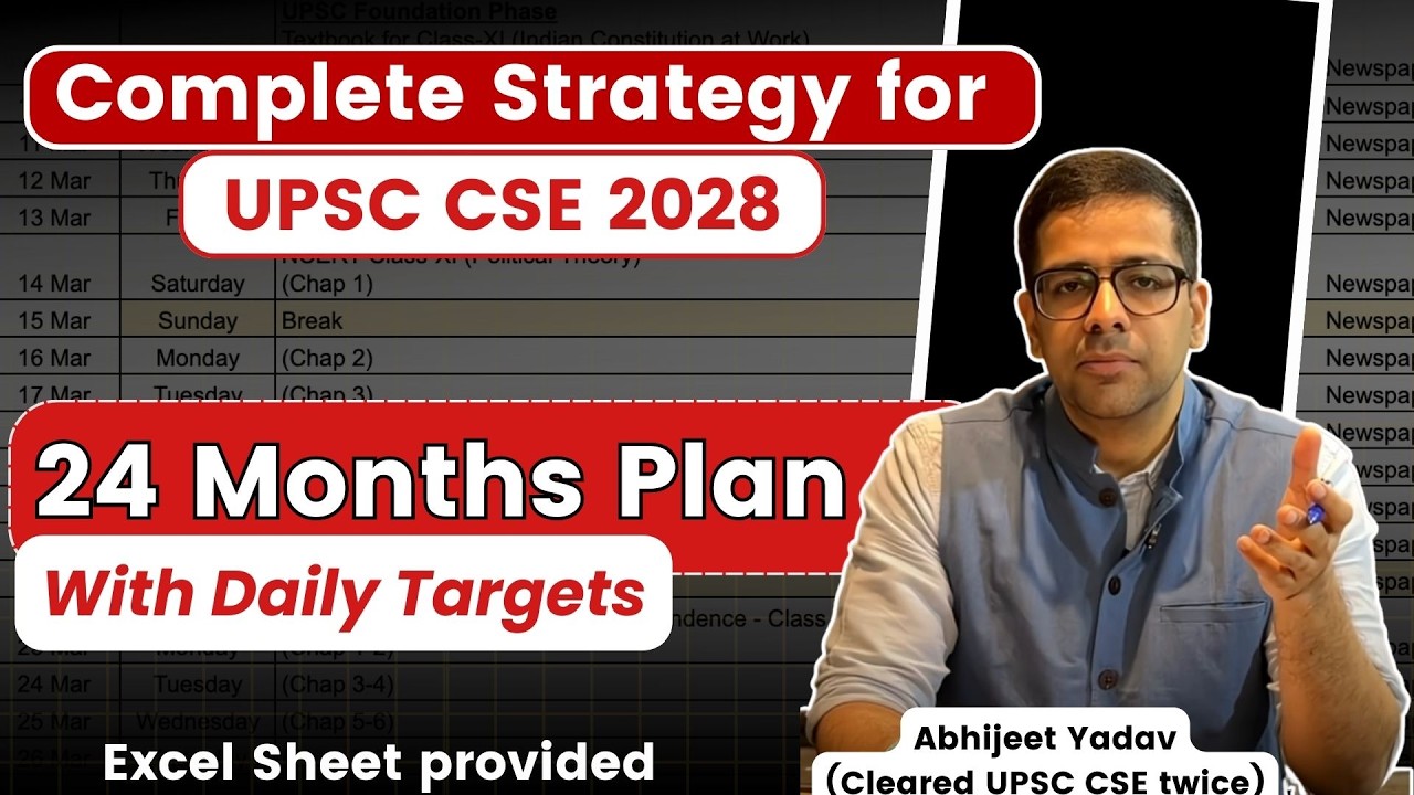 2 Years Plan for UPSC 2028 with daily targets | Strategy for UPSC CSE 2028