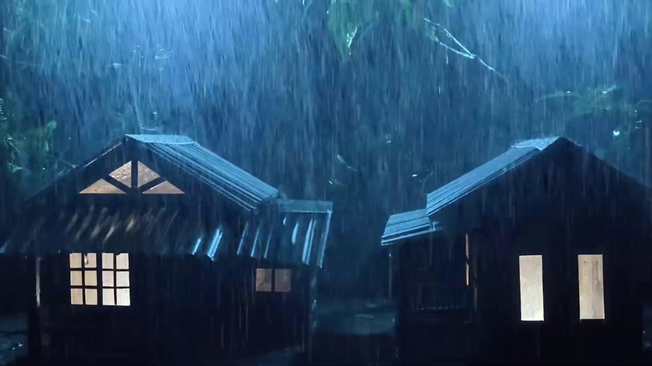 No Ads Rain Sounds for Sleeping - ASMR Wild Night Rain on Tin Roof for Severe Sleep Disorder #111