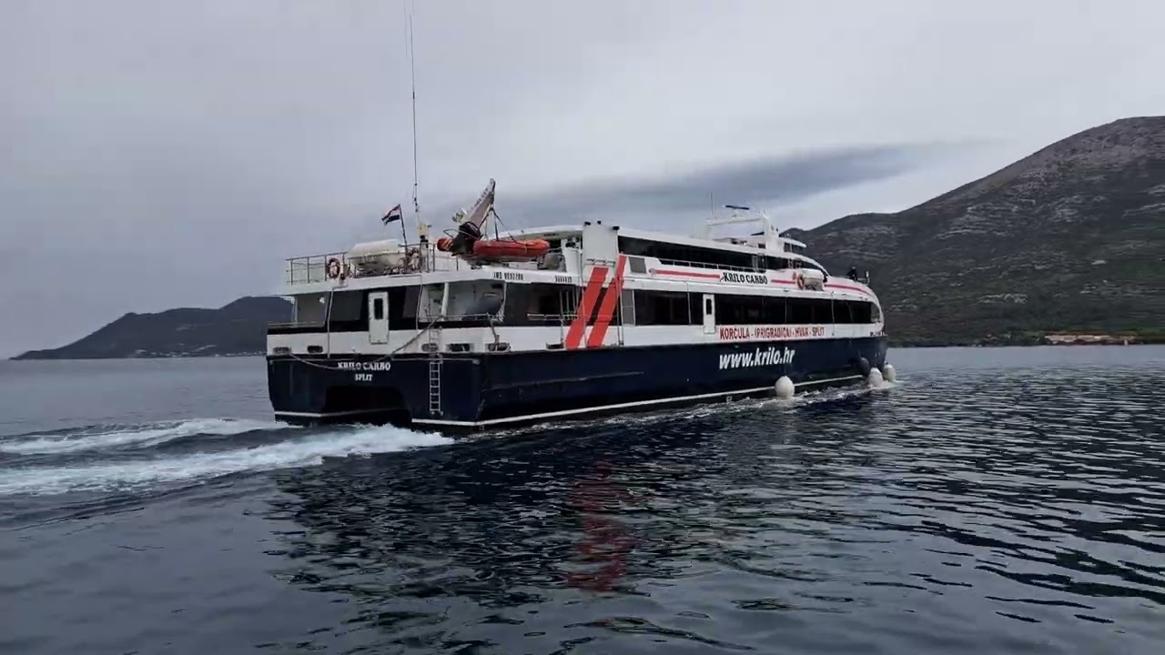 Departure of catamaran KRILO CARBO in Korčula, Croatia 16.4.2023 (Krilo) #ship #korcula