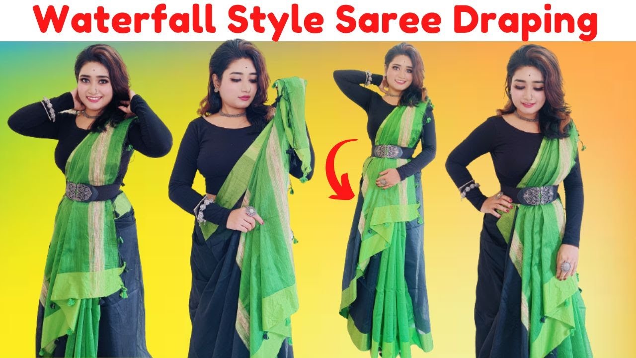Waterfall Saree Draping Tutorial | How to Wear Waterfall Pleating Style Saree