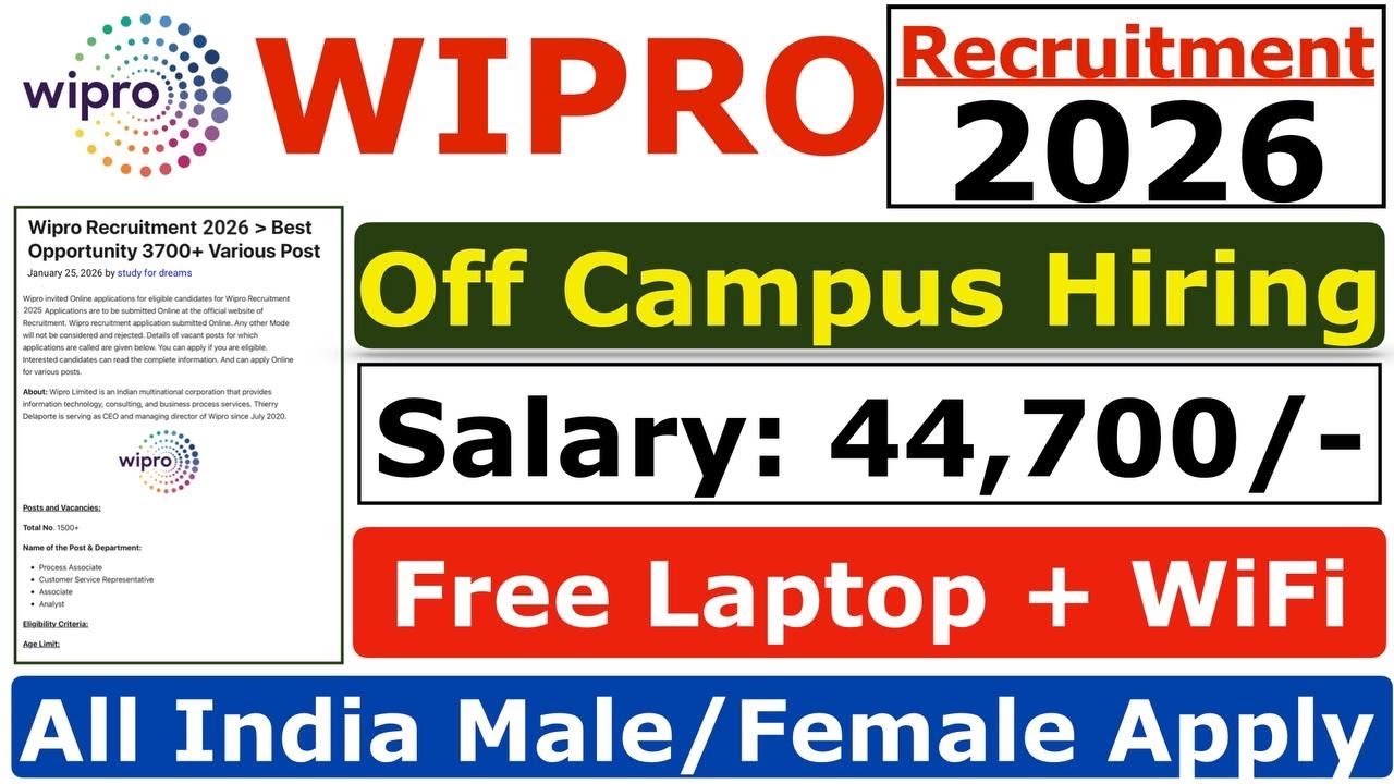 Wipro Recruitment 2026 | Wipro New Vacancy 2026 | Wipro Jobs 2026 | Wipro Job Hiring 2026