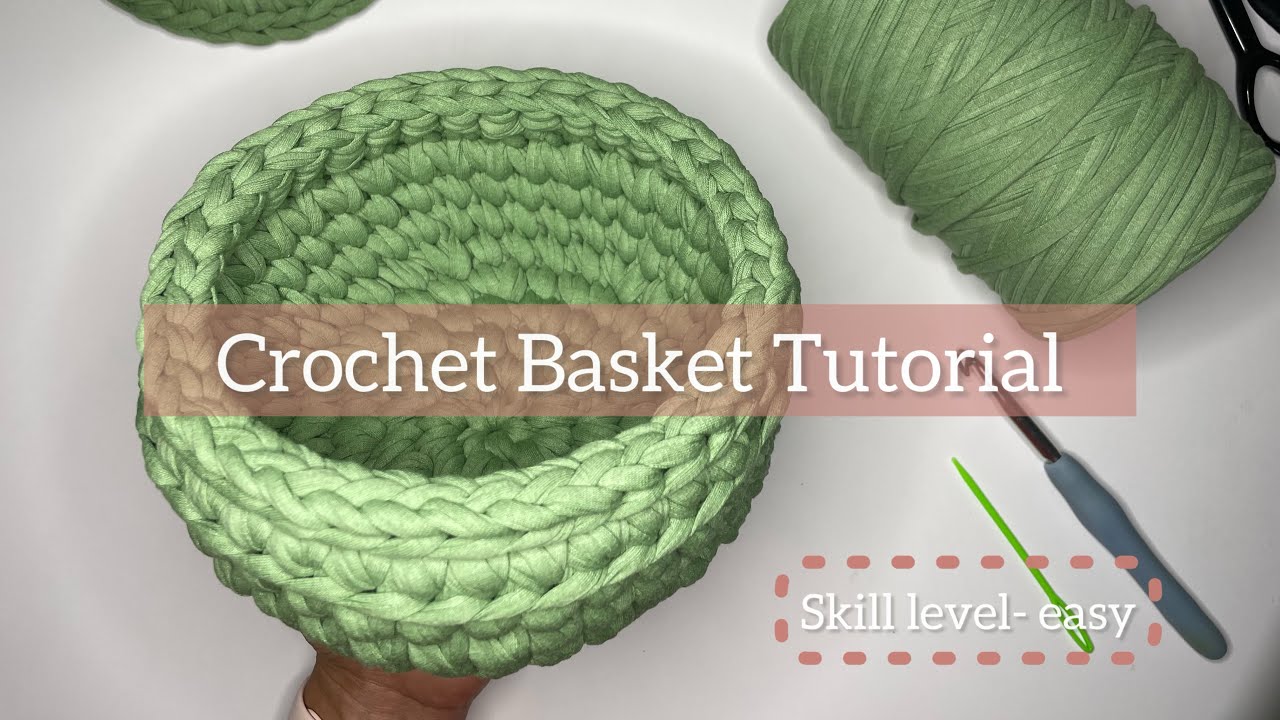 How to Crochet a Seamless Basket with Recycled T-Shirt Yarn | Easy DIY Tutorial