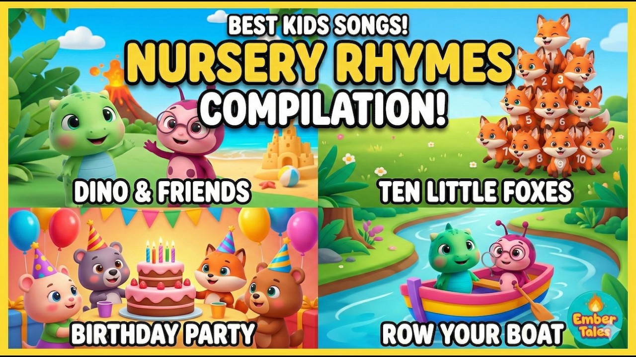🎈 Nursery Rhymes Compilation | Fun Kids Songs & Animal Adventures for Toddlers! 🦖 | Ember Tales