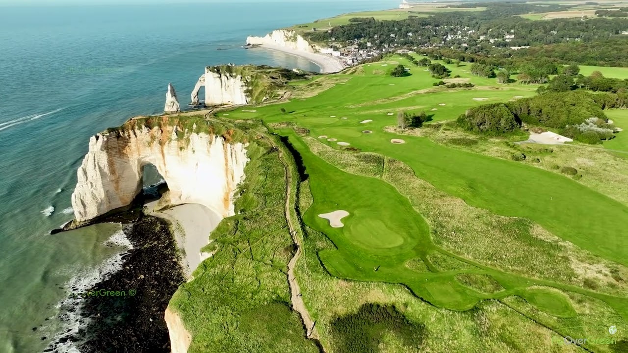 Golf d'Etretat  - drone aerial video  - overview