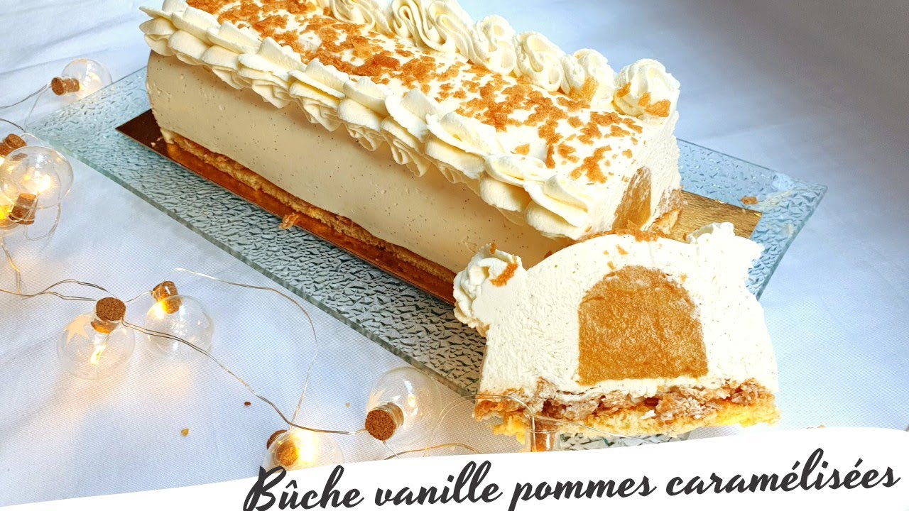 Bûche vanille et pommes caramélisées