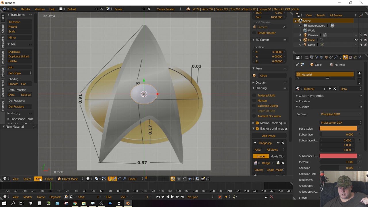 Tutorial Create Star Trek TNG Badge - Blender Rookie