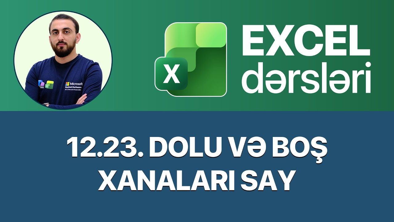 Excel dərsləri - 12.23 COUNT , COUNTA , COUNTBLANK
