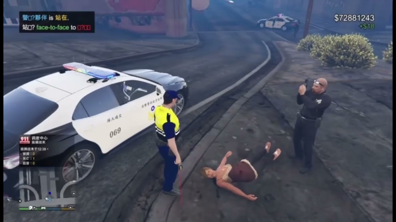 【GTA5警察模組👮】 追捕一台劫車犯，後面嫌犯對警員開槍，結果被警員擊斃