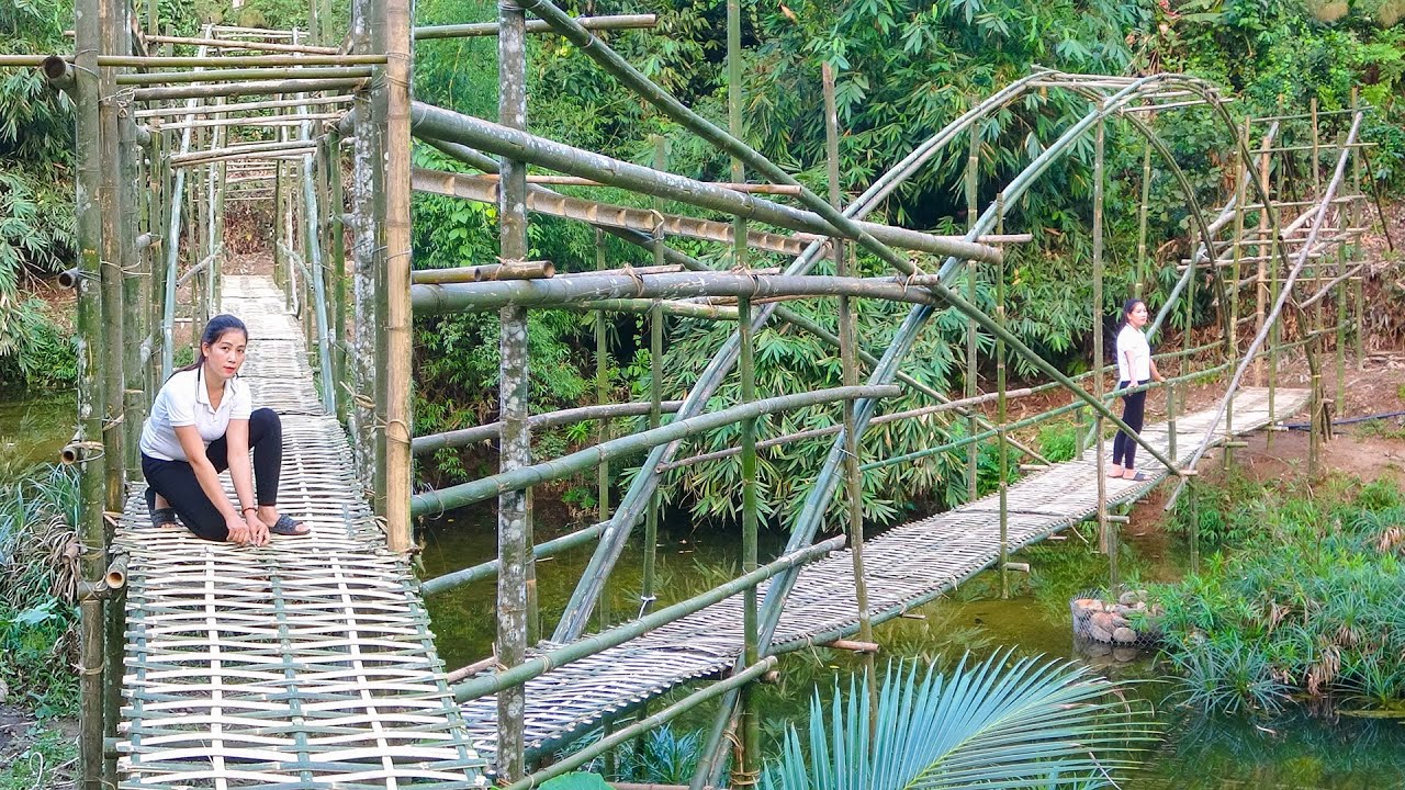 Building A Sturdy 100 Meter Bamboo Bridge Across The Stream / From Start To Finish