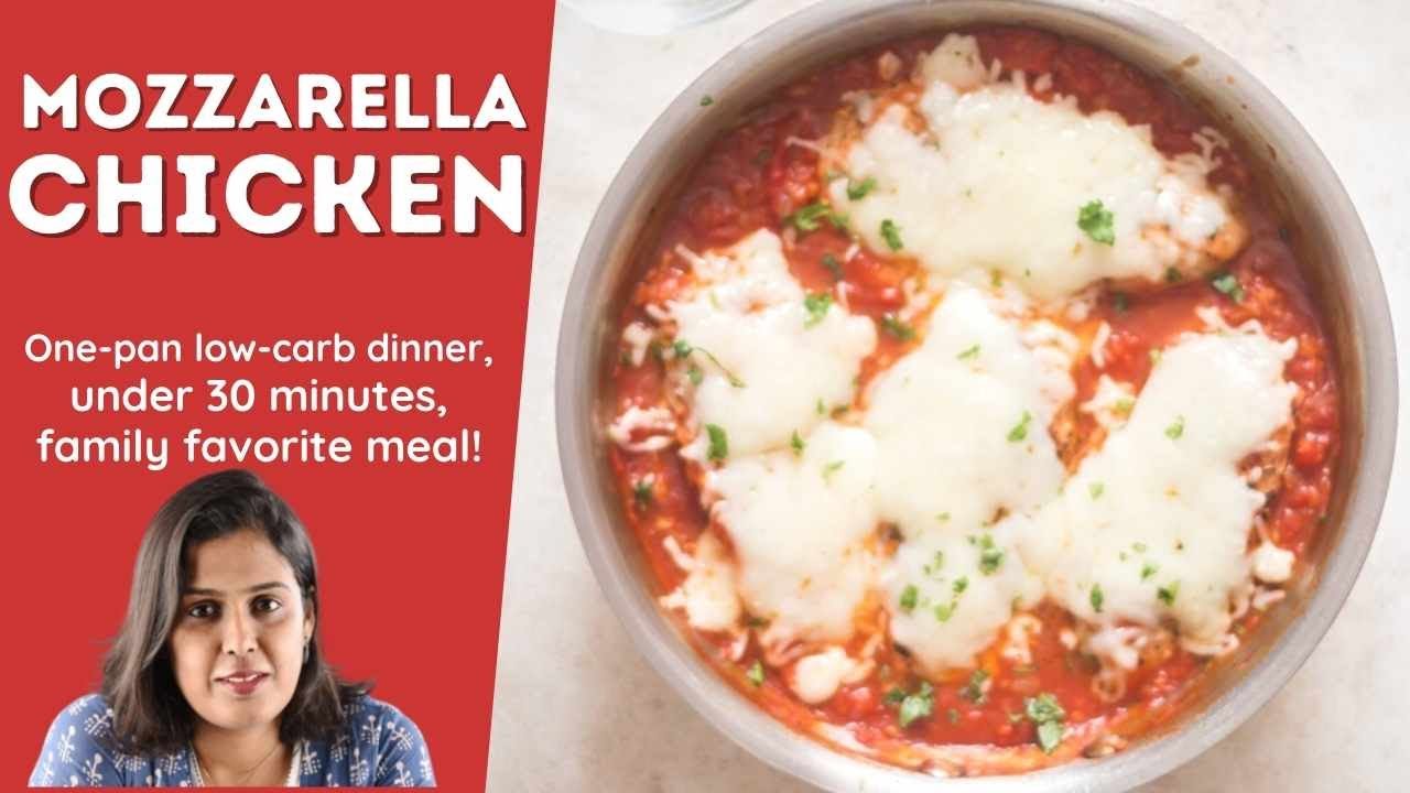 MOZZARELLA CHICKEN is easy to make one-pan low-carb dinner that is ready in less than 30 minutes.