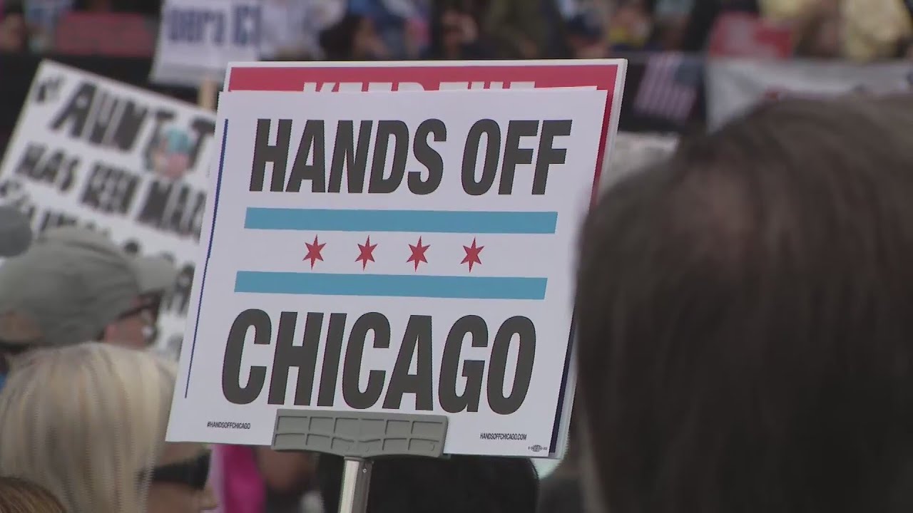Thousands of protesters take to the streets of downtown Chicago for &lsquo;No Kings Day&rsquo;