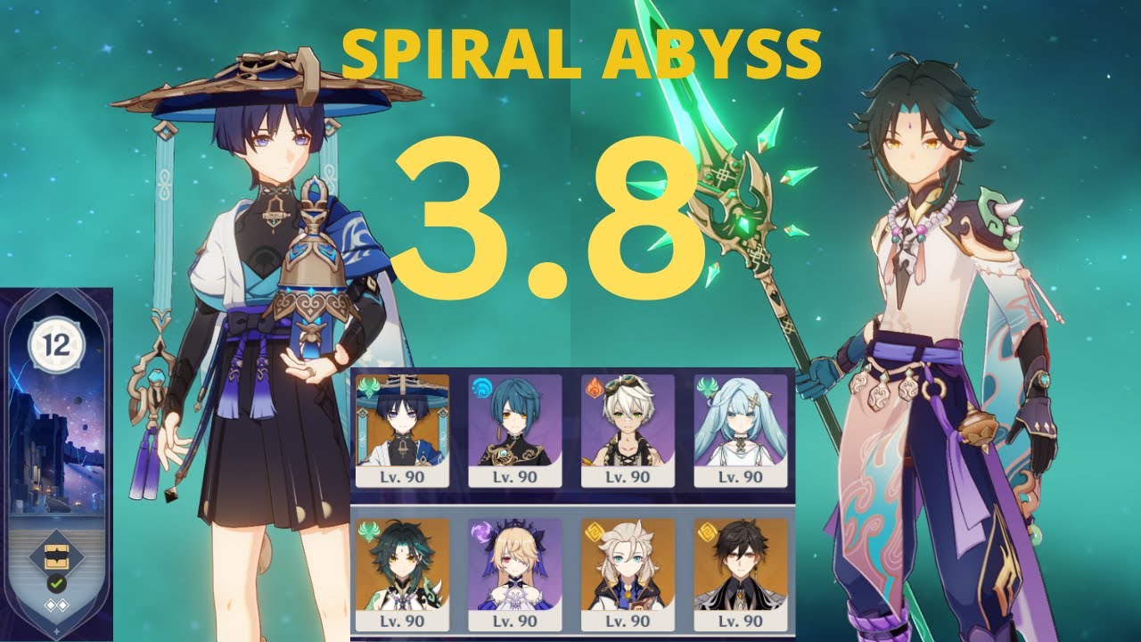 Wanderer and Xiao 9 Star Floor 12 of the 3.8 Spiral Abyss [Genshin Impact]