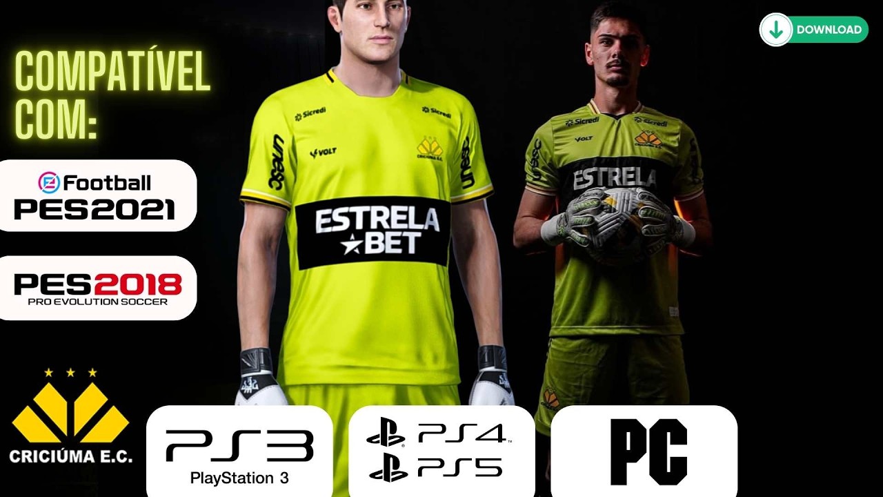 CRICIÚMA GOLEIRO 2025 – Uniforme do Tigre para PS3, PS4, PC e PS5 | PES