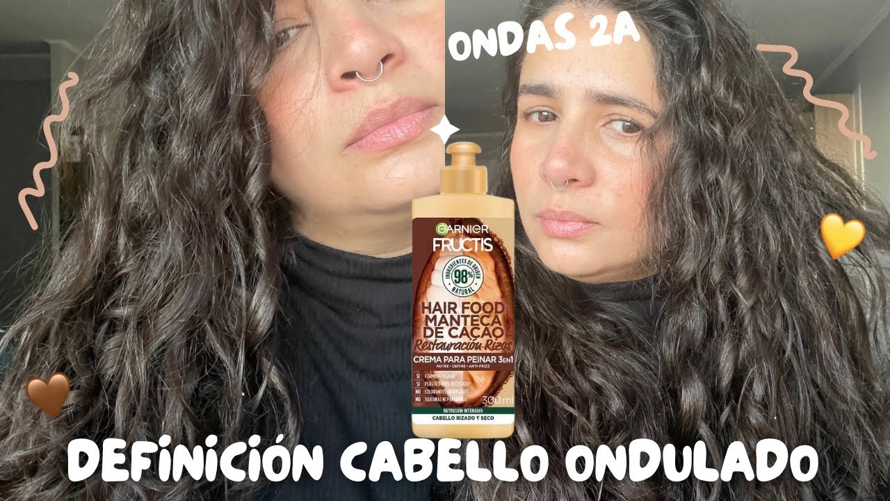 🤎 Definición cabello ondulado 2A | Finalización con crema de peinar Garnier cacao Restauración Rizos