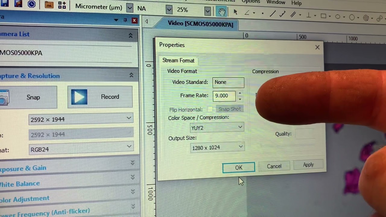 Microscope Recording: Resolution and FPS