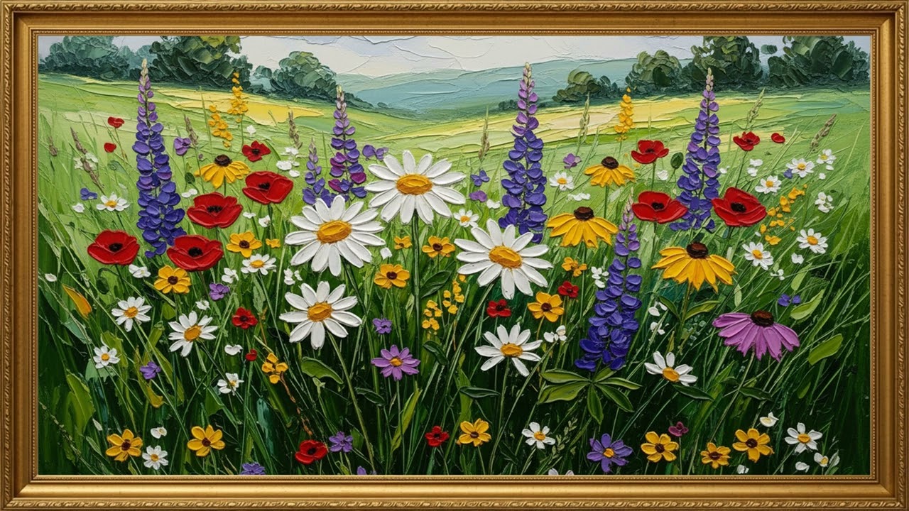 Artistic Wildflower Painting 🌼 Relaxing 4K TV Art Screen