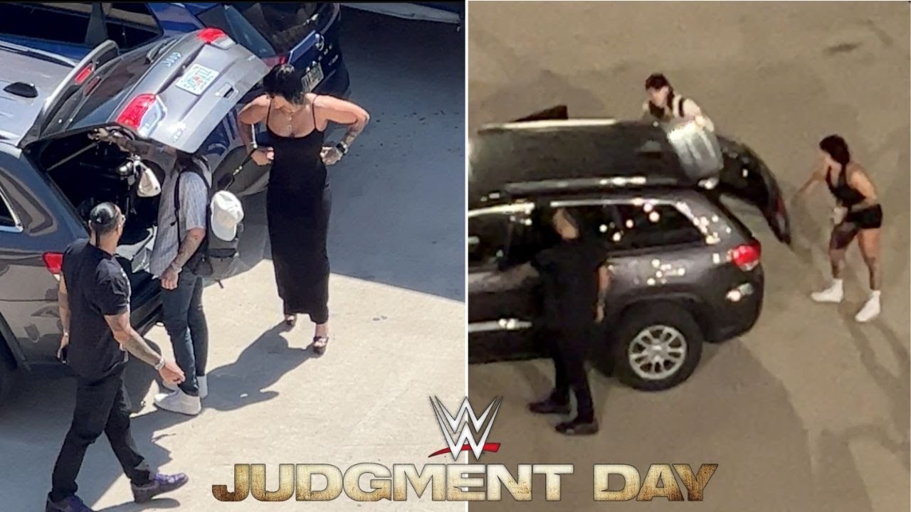 Judgement Day - Rhea Ripley, Dominik Mysterio, and Damian Priest Arriving & Leaving PLE Live Event