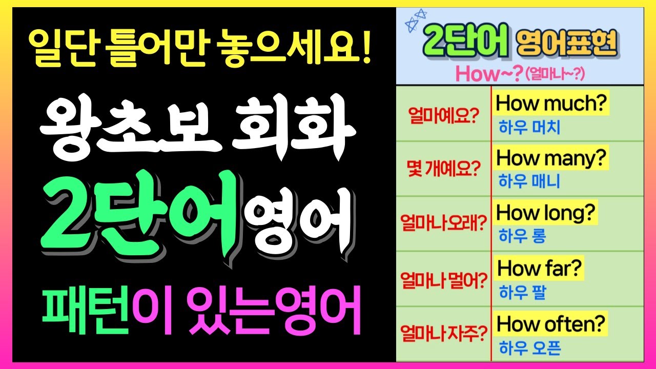패턴이 있는 2단어 영어ㅣ왕초보 생활 영어회화ㅣ원어민이 실제 쓰는 2단어영어